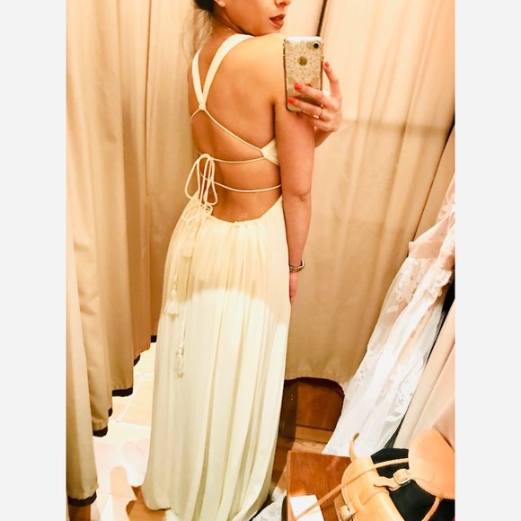 Tie Back Maxi Dress Embroidered Front Detail NWT - Picture 3 of 4